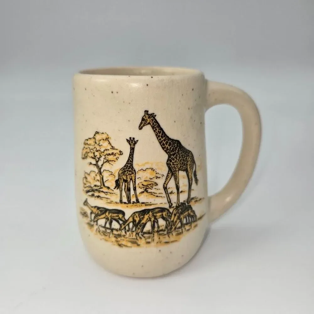 Vintage Otagiri Japan Giraffe Coffee Mug Cup Embossed African Safari Hand Craft